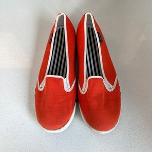 Lands End Cotton Canvas Slip-On Sneakers Boat Shoes